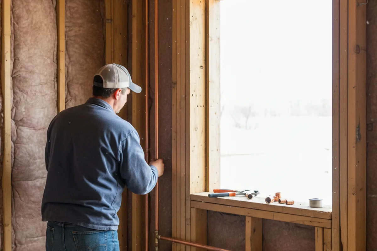 Licensed plumber running new copper supply lines in a Wheatland home